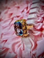 14 carat large vintage gold ring, handmade in Poland in 1950s, large stone na sprzedaż  PL