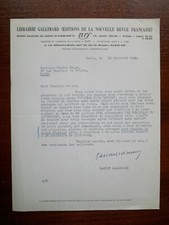 Gaston gallimard lettre d'occasion  Montreuil