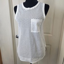 Usado, Camiseta Regata Feminina Banana Republic Malha Rede Branca Pequena Top Furos Veres comprar usado  Enviando para Brazil