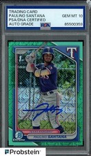 Usado, Paulino Santana assinado 2024 Bowman Chrome Aqua RC novato PSA/DNA AUTOMÁTICO 10 comprar usado  Enviando para Brazil