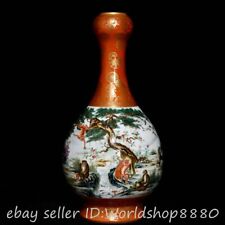 Vaso garrafa macaco guindastes porcelana cor chinesa 11,6" Qianlong marcado comprar usado  Enviando para Brazil
