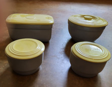  lote de 4 pratos e tampas de geladeira HALL CHINA para G.E. Vintage  comprar usado  Enviando para Brazil