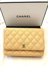 Carteira Chanel Caviar acolchoada de couro bege com corrente  comprar usado  Enviando para Brazil