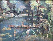 Usado, Pintura em tela a óleo impressionismo britânico Michael D'AGUILAR - paisagem marítima canoa comprar usado Usado, Pintura em tela a óleo impressionismo britânico Michael D'AGUILAR - paisagem marítima canoa comprar usado  Enviando para Brazil