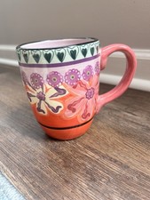 Caneca de chá Kathy Davis Scatter Joy café corações coloridos e flores feitas à mão comprar usado  Enviando para Brazil
