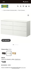 drawers ikea x2 malm for sale  MANCHESTER