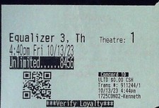 Equalizer movie ticket for sale  Minneapolis