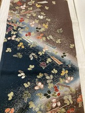 @@ Tecido de seda quimono japonês / tecido liso, marrom, azul-petróleo L67 comprar usado  Enviando para Brazil