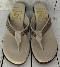 NOVO Chinelo Ilha Havaí Couro Cunha Tamanho 6 Sandálias Creme comprar usado  Enviando para Brazil