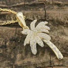 Pingente de palmeira simulado de diamante corte redondo folheado a ouro amarelo 14k 1,50 quilates comprar usado  Enviando para Brazil
