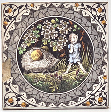 Lareira antiga azulejo Imp e ouriço por The Decorative Art Tile Co C1885 AE1 comprar usado  Enviando para Brazil