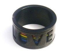 N364) Anel giratório listrado arco-íris esmalte Love preto steal tamanho N comprar usado  Enviando para Brazil