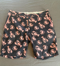 Shorts chino masculino Rock Atoll azul marinho e rosa estampa de lagosta 32 comprar usado  Enviando para Brazil
