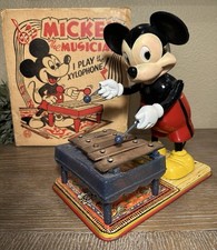 1950 Disney Mickey Mouse Wind-Up Xylophone Player por Marx COM Caixa - FUNCIONA RARO  comprar usado  Enviando para Brazil