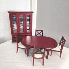 Conjunto de jantar para casa de bonecas cadeiras de mesa armário gaveta louça espelhada cozinha formal comprar usado  Enviando para Brazil