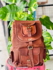 Mochila De Cuero Vintage Para Laptop De Hombre Nueva De Piel De Cabra Marrón comprar usado  Enviando para Brazil