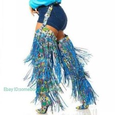 Botas Occident femininas cinto coxa alta acima do joelho sexy borlas sapatos de festa  comprar usado  Enviando para Brazil