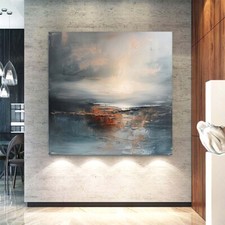 Pintura a óleo abstrata do mar cinza pintada à mão sobre tela decoração de parede para casa 31 polegadas comprar usado  Enviando para Brazil