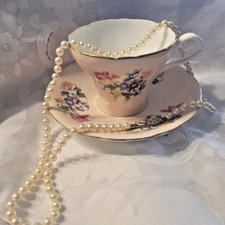 Antigo chá e pires de porcelana de osso rosa Aynsley Inglaterra. Formato de espartilho como novo comprar usado  Enviando para Brazil