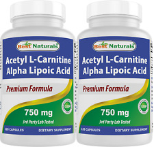 Pacote com 2 Best Naturals acetil L-carnitina e ácido alfa lipóico 750 mg 120 cápsulas comprar usado  Enviando para Brazil