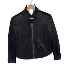 Jaqueta Theyskens' Theory Feminina Casaco de Couro Preto Blazer com Zíper Grunge Tamanho P, usado comprar usado  Enviando para Brazil