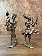Série 2 Esculturas Bronze, Arte Africana, Músicos, Balafon, Kora, Étnico comprar usado  Enviando para Brazil