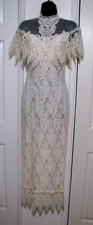 Antigo Vestido Maxi Loralie Marfim-Sobreposição Rosa Rendado Sem Mangas Vitoriano Wm. 6 comprar usado  Enviando para Brazil