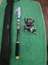 Kit de viagem de vara de pesca giratória e molinete Gold-Sharking telescópico 7' 3" com estojo comprar usado  Enviando para Brazil