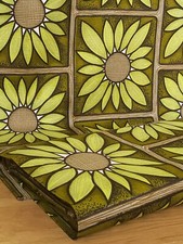 Tecido de cortina vintage por metro/flores verde floral meados do século pop art anos 70, usado comprar usado  Enviando para Brazil