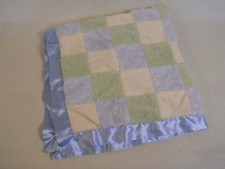 Cobertor Cocalo Baby azul verde marfim com acabamento de cetim azul e patchwork traseiro comprar usado  Enviando para Brazil