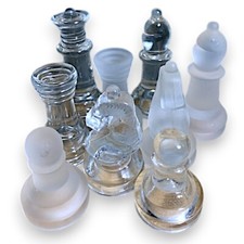 Substituições de peças de xadrez de vidro transparente e fosco - 1" a 3" de altura - Escolha a peça comprar usado  Enviando para Brazil