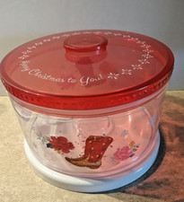 Recipiente de biscoito de Natal Pioneer Woman Cowgirl acrílico tampa vermelha bota rosa comprar usado  Enviando para Brazil