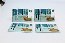Starbucks Coffee 2014 Gift Card Winter Fox Bird Snow Trees Zero Balance Set of 4 comprar usado  Enviando para Brazil