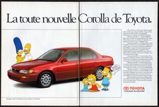 1993 TOYOTA Corolla Vintage Original 3 páginas Impressão AD Carro Vermelho Simpsons Francês CA comprar usado  Enviando para Brazil