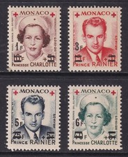 Conjunto de 4 sobretaxas de fundo da Cruz Vermelha MONACO 1951 da folha em miniatura, sem marca de charneira/**, usado comprar usado  Enviando para Brazil