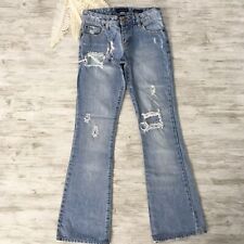  Jeans Aeropostale BOHO desgastado jeans lavagem leve alargamento 0 regular feminino Jr. comprar usado  Enviando para Brazil