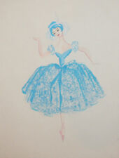 Fantasia vintage de bailarina design teatro pintura guache menina, usado comprar usado  Enviando para Brazil