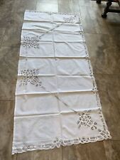 Toalha de mesa de renda bordada de algodão branco com 2 aparadores, buffet, pano manto, usado comprar usado  Enviando para Brazil