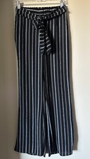 Calças flowy listradas pretas/brancas femininas da moda boutique comprar usado  Enviando para Brazil
