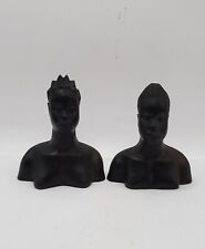 2 esculturas africanas talladas a mano madera de ébano para mujer y hombre busto mediados de siglo negro segunda mano  Embacar hacia Mexico