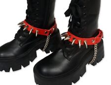 Usado, Garra Vegana Couro Sintético Vermelho Alças de Bota Punk com Picos cravejados comprar usado  Enviando para Brazil