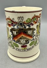 RARO Antigo Creamware Armorial Tankard WEAVER FAMILY CREST YORKSHIRE?C1800 comprar usado  Enviando para Brazil