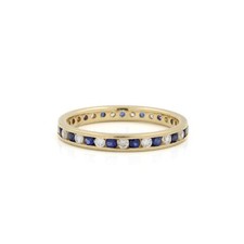 Usado, Conjunto de canais de ouro amarelo 14k safira diamante banda eternidade tamanho 6 anel #JB368-4 comprar usado  Enviando para Brazil
