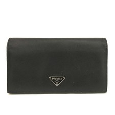 Carteira dupla longa de couro PRADA Logo Plate Saffiano preta/8BG0228 comprar usado  Enviando para Brazil