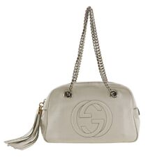 Bolsa de ombro GUCCI 308983 intertravada G Soho corrente dupla couro branco... comprar usado  Enviando para Brazil