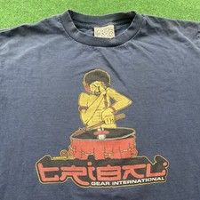 Usado, Camiseta Masculina Vintage Tribal Gear L Azul 90S DJ Techno Bateria Baixo Fabricada nos EUA 1995 comprar usado  Enviando para Brazil