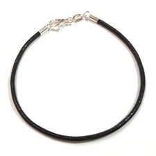 Cordão de couro preto 2 mm com fecho de prata esterlina 925 PULSEIRA, TORNOZELEIRA, COLAR comprar usado  Enviando para Brazil