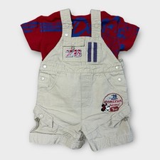 Conjunto corto de béisbol caqui Y2K Mickey Mouse 3-6 meses con camiseta home run héroes segunda mano  Embacar hacia Mexico