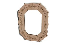 Espelho veneziano ornamentado gravado cortado para painéis de vidro transparente rosa claro Art Nouveau comprar usado  Enviando para Brazil