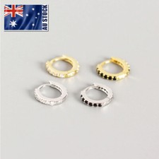 Brincos de argola de prata esterlina 925 com piercing de orelha de diamante pequeno comprar usado  Enviando para Brazil